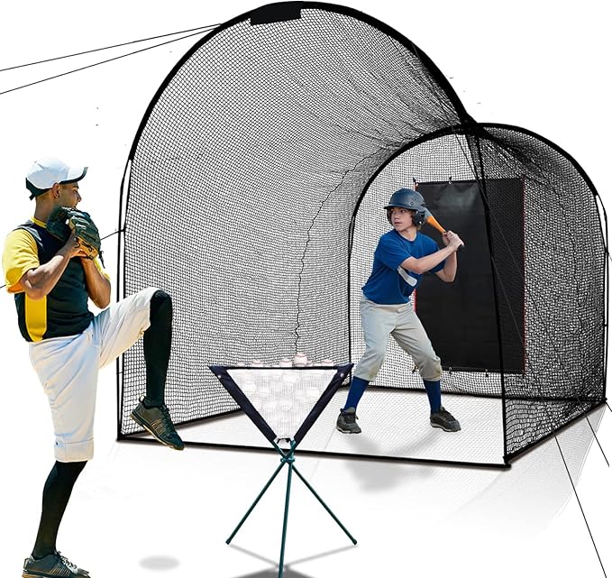 Baseball Batting Cage Backstop with Strike Zone Target - Heavy Duty 4x6/6x8FT PVC Backstop Net for Pitching Practice Backyard Training
