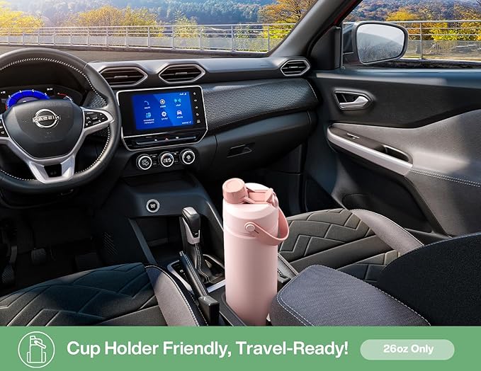 26 oz Insulated Water Bottle with 2-in-1 Straw and Spout Lid, Keep Cold 24H, Leak-Proof, Fits in Car Cup Holder, Stainless Steel Water Bottle for Sports, Travel, and School (Mint)