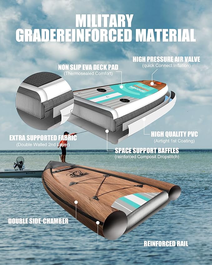 Highpi Inflatable Stand Up Paddle Board for Youth and Adults – Wide Sup with Premium Accessories, Blow Up Paddleboard for Surfing, Fishing, Yoga & More