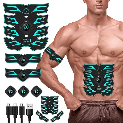 Abs Stimulator, EMS Muscle Stimulator Fitness Equipment for Abdomen Arms Shoulder Back Leg Hip, Ab Stimulator for Women & Men