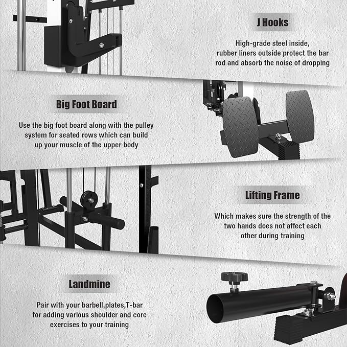 Smith Machine,2200 LBS Squat Rack for Home Gym with Dual Pulley System,Multifunctional Power Rack Cage for Strength Training with More Attachments