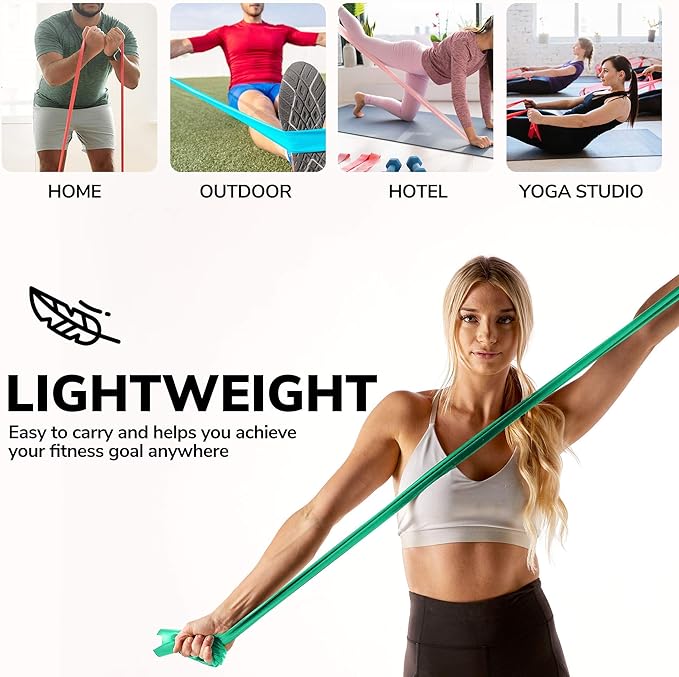 7Ft Long Resistance Bands for Stretching - Resistance Bands Set with Door Anchor - Exercise Bands Including Carry Pouch, E-Book & App - Latex-Free Workout Bands