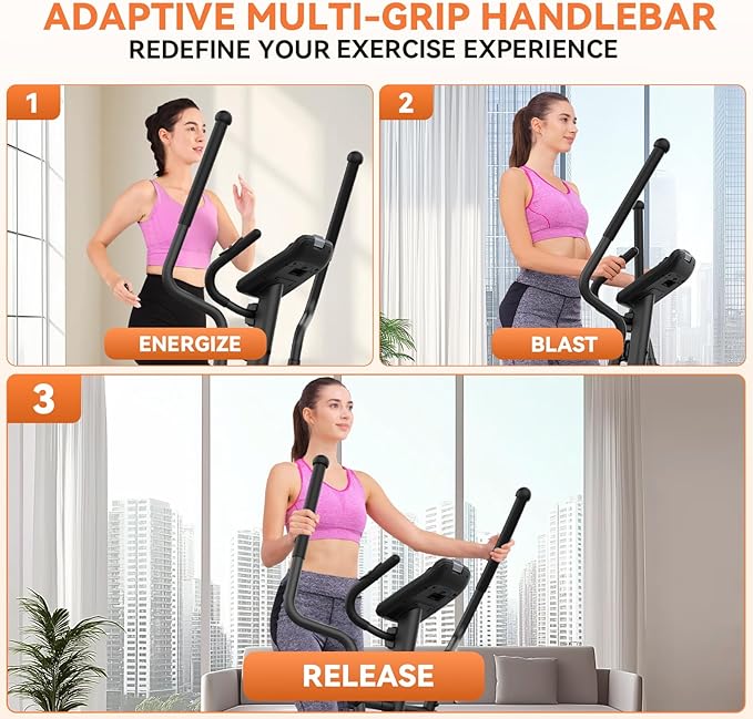 ANCHEER Elliptical Machine, Elliptical Exercise Machine with Quiet Magnetic Drive,14 Resistance Levels, Pulse Rate Monitor, LCD Monitor, 15.5IN Stride, Elliptical Trainer for Home