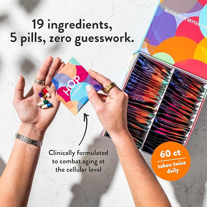 HOP Box, Human Optimization Project, Twice Daily Longevity Stack - Combat Aging at a Cellular Level, Help to Improve Energy, Sleep, Weight Management and Skin Health (30 Day Supply)