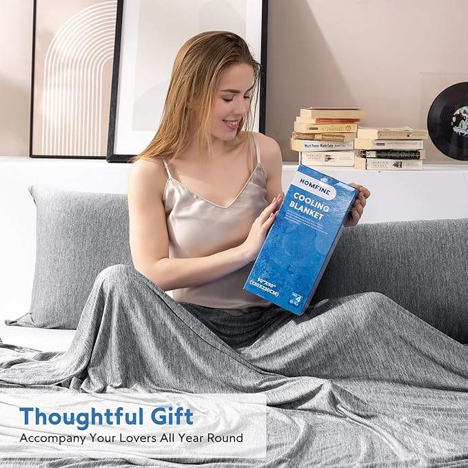 HOMFINE Cooling Blankets for Hot Sleepers - Summer Blanket Thin Lightweight Breathable Soft Double Side Enhanced Cooling for Bed Couch Sofa, Keep Cool for Night Sweats (Black, 60 x 80 inches)