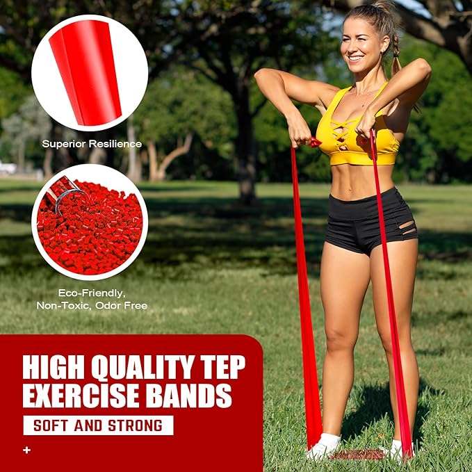 Resistance Bands, Exercise Bands, Physical Therapy Bands for Strength Training, Yoga, Pilates, Stretch Elastic Band with Different Strengths, Workout Bands for Home Gym