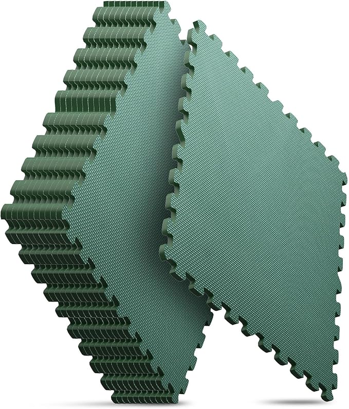 Home Gym Mat, Puzzle Exercise Mat, EVA Interlocking Foam Floor Tiles for Home Workout Equipment and Kids' Play Areas - Blue, 24 in x 24 in x ½ in - (Green, 12 Pack (48 SQ FT))