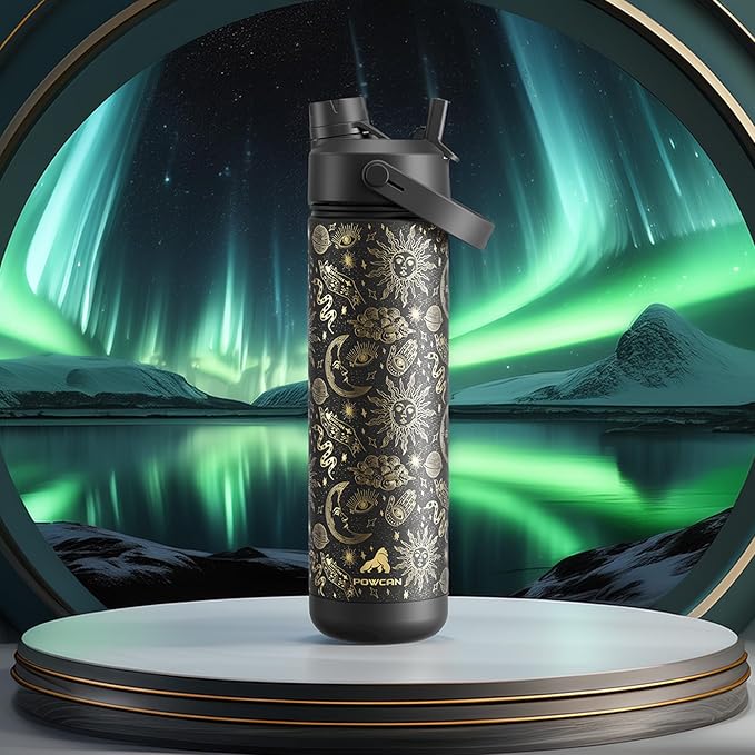 26 oz Insulated Water Bottle with 2-in-1 Straw and Spout Lid, Keep Cold 24H, Leak-Proof, Fits in Car Cup Holder, Stainless Steel Water Bottle for Sports, Travel, and School (Twilight Cosmos)