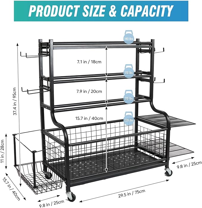 STUFFSTASH Dumbbell Rack, Heavy Duty Adjustable Weight Rack for Home Gym with Extra Strong Sheet Steel Shelf and Base, Home Gym Storage Weight Rack for Home Gym Dumbbells, Kettlebell Rack