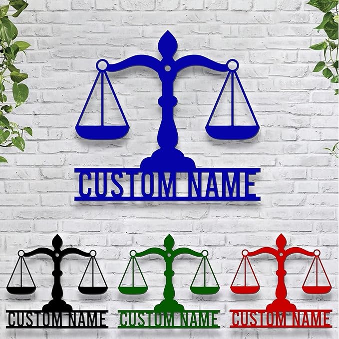 Personalized Lawyer Metal Sign LED Light, Custom Scales of Justice Metal Wall Art With LED Lights, Wall Art Hanging Home Decor Birthday Xmas Gift