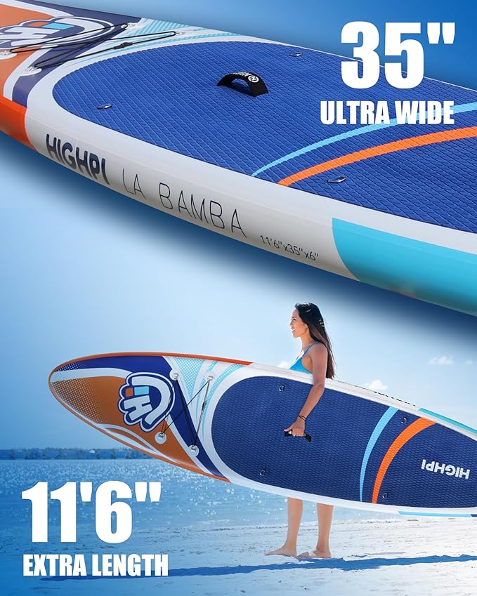 Highpi Inflatable Stand Up Paddle Board for Youth and Adults – Wide Sup with Premium Accessories, Blow Up Paddleboard for Surfing, Fishing, Yoga & More