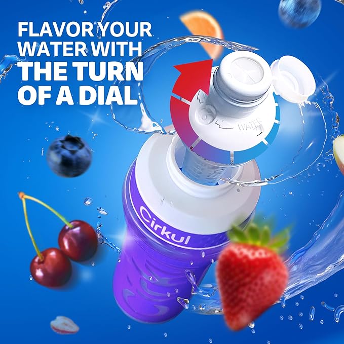 Cirkul 22oz. Purple Plastic Grip Squeeze Water Bottle & Sport Lid, BPA-Free, Non-Slip Design for Gym, Biking & Sports