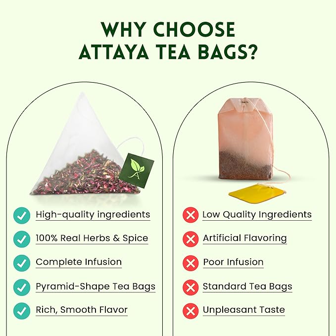 Attaya Hibiscus Tropical Herbal Tea Bags | Lowers Blood Pressure & Supports Heart Health | PCOS | Liver Health | Cholesterol | Antioxidants & Vitamin C | Caffeine Free | non-GMO | 100 Pyramid Tea Bags