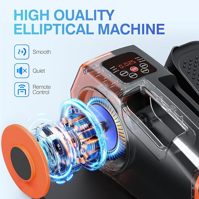 Under Desk Elliptical, Elliptical Leg Exerciser for Seniors, Home Portable Elliptical with Remote Control and 12 Adjustable Speeds, Electric Seated Pedal Exerciser