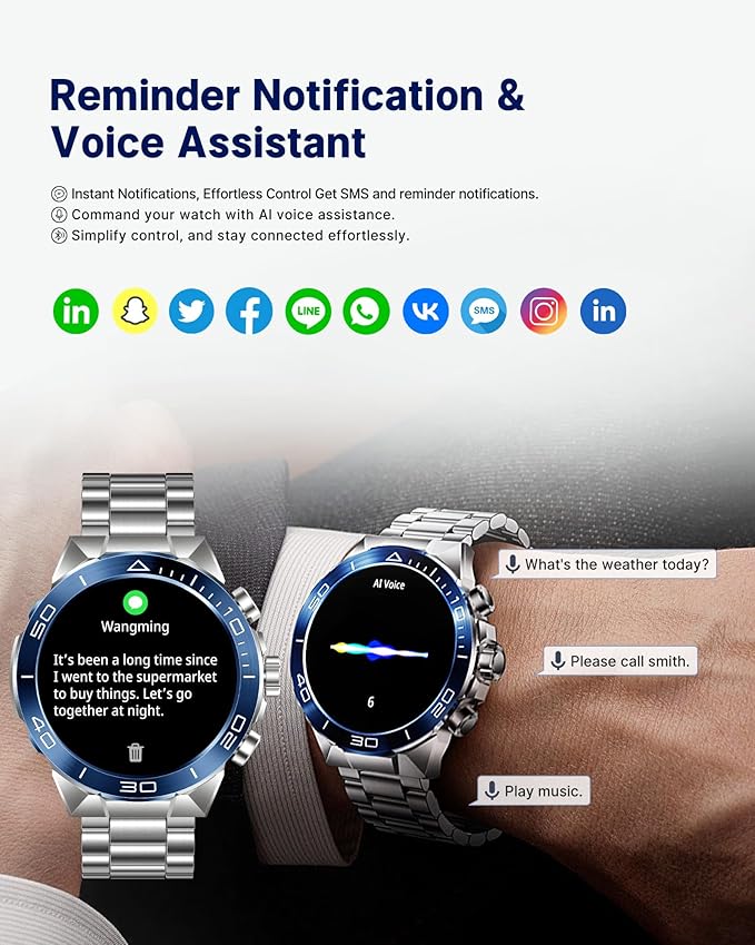 Smart Watch for Men (Answer/Make Call),1.43''AMOLED Screen with 24 Hours Healthy Monitor, 100+ Sports Modes Fitness Tracker Watch, 400mAh Battery Pedometer Calorie Smartwatch Compatible Android iOS