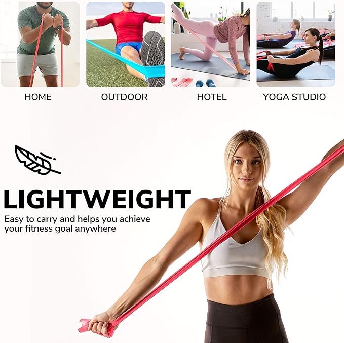 7Ft Long Resistance Bands for Stretching - Resistance Bands Set with Door Anchor - Exercise Bands Including Carry Pouch, E-Book & App - Latex-Free Workout Bands