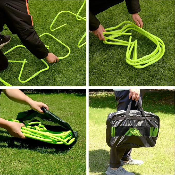 Agility Speed Hurdles Upgraded Training Hurdles Adjustable Height,Ultra Durable All-in-One Speed Hurdles with Carrying Handle, 6 Pack