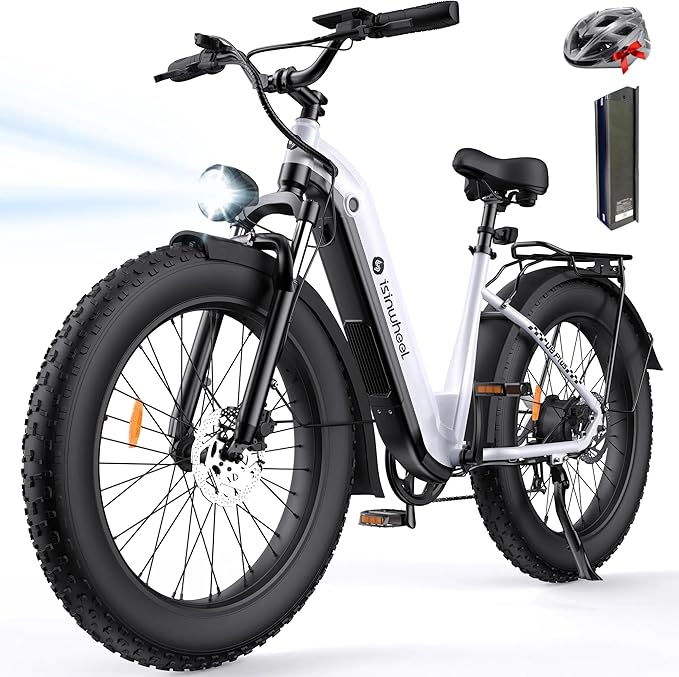 isinwheel U8 Plus Electric Bike for Adults,1500W Peak Motor Hydraulic Brake Ebike,Max 20/28MPH 75-105Miles Electric Bicycle with 13AH/18AH Battery,26" Step-Thru Fat Tire Commuter E Bike for Adults