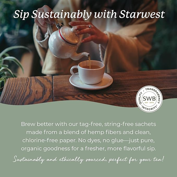 Starwest Botanicals Organic Jasmine Tea - Caffeinated Herbal Blend, Green Tea Scented with Natural Jasmine Flowers, Fragrant & Uplifting, Enjoy Hot or Iced, USDA Organic - Bulk Pack, 100 Tea Bags