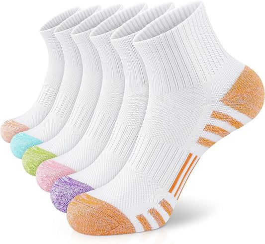 Airacker Athletic Quarter Socks with Cushion Running Ankle Socks for Men Women 6 Pairs