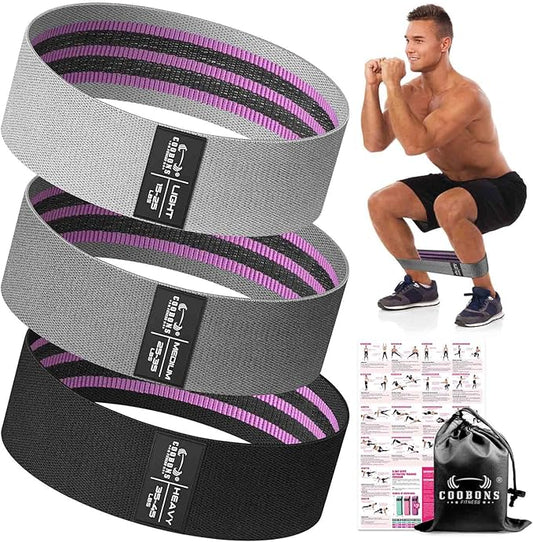 Fabric Resistance Bands for Working Out - Exercise Bands for Women and Men, Booty Bands for Legs and Glute, Yoga, Pilates, Rehab, Fitness and Home Workout