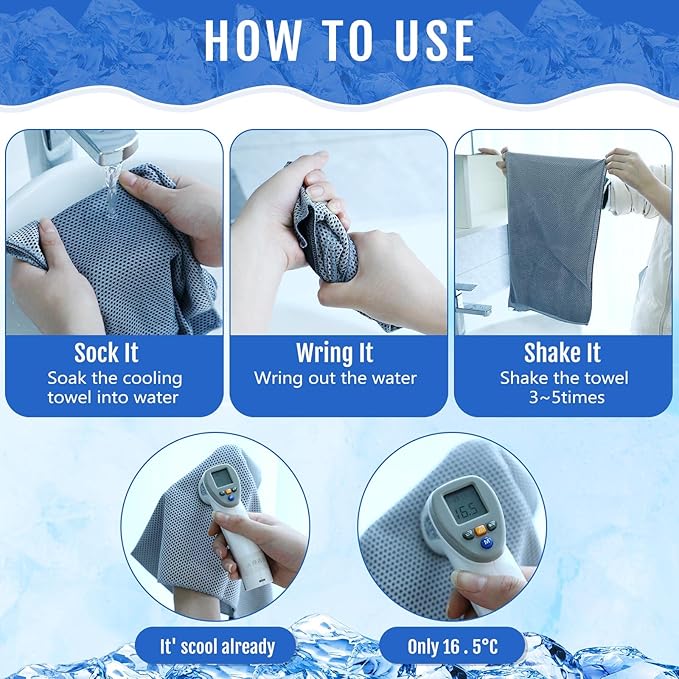 Hosuly 30 Pack Cooling Towels, 40"x12" Ice Breathable Soft Chilly Sweat Rag Microfiber Workout Rags for Gym Cooling Towels for Neck and Face for Yoga Golf Sport Running