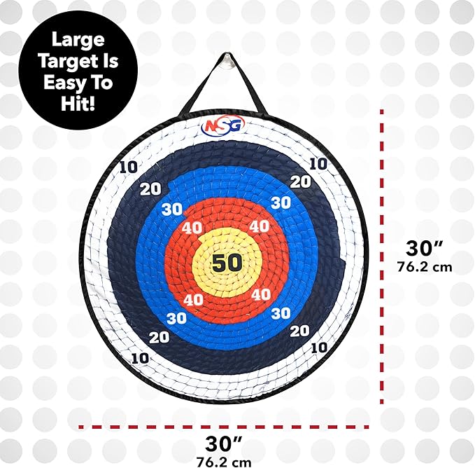 NSG Target Toss Large Dart Board for Kids 30in Giant Kids Dart Board Double Sided Game Set for Indoor and Outdoor Fun with 12 Sticky Balls and Carry Bag
