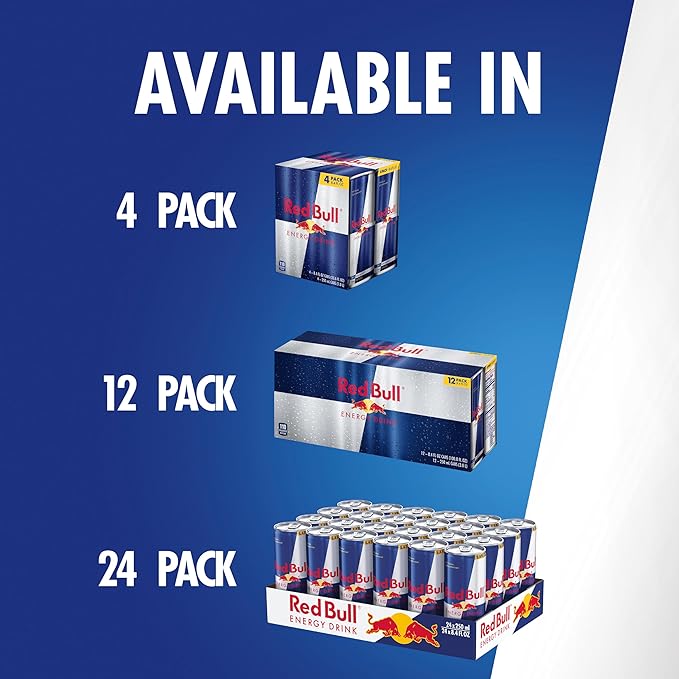 Red Bull Energy Drink with 80mg Caffeine plus Taurine & B Vitamins, 8.4 Fl Oz, 2 Packs of 12 Cans (Pack of 24)