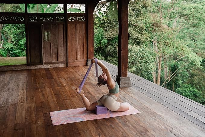 yogadesignlab YOGA DESIGN LAB | The Yoga Strap | Luxurious, Extra Long, Super Soft, Eco Printed | Studio Quality, Adjustable | Safely Stretch Further and Hold Longer | 8 ft Long