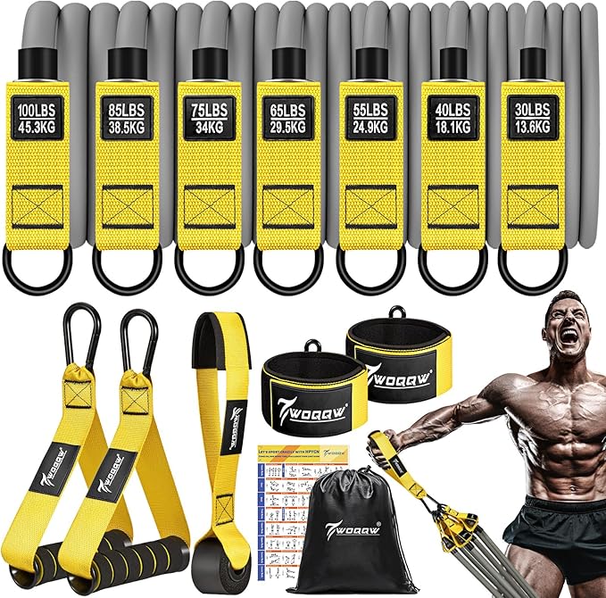 Heavy Resistance Bands for Working Out, 350lbs/450lbs Exercise Bands with Handles, Workout Bands Set for Men, Fitness Weight Bands for Muscle Strength Training, Stretching, Slim, Home Gym Equipment