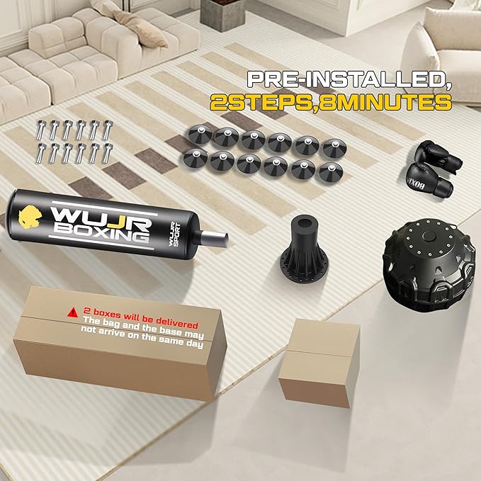 70'' Freestanding Punching Bag with Boxing Gloves Heavy Boxing Bag with Suction Cup Base - Men Stand Kickboxing Bag