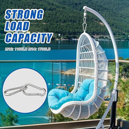 Large Carabiner Clip Hooks, 2pcs 5.5 inch Carabiners Heavy Duty, 304 Stainless Steel Spring Snap Hook Fits Camping Hanging Hiking Weight Lifting, Metal Clips for Rope or Chain