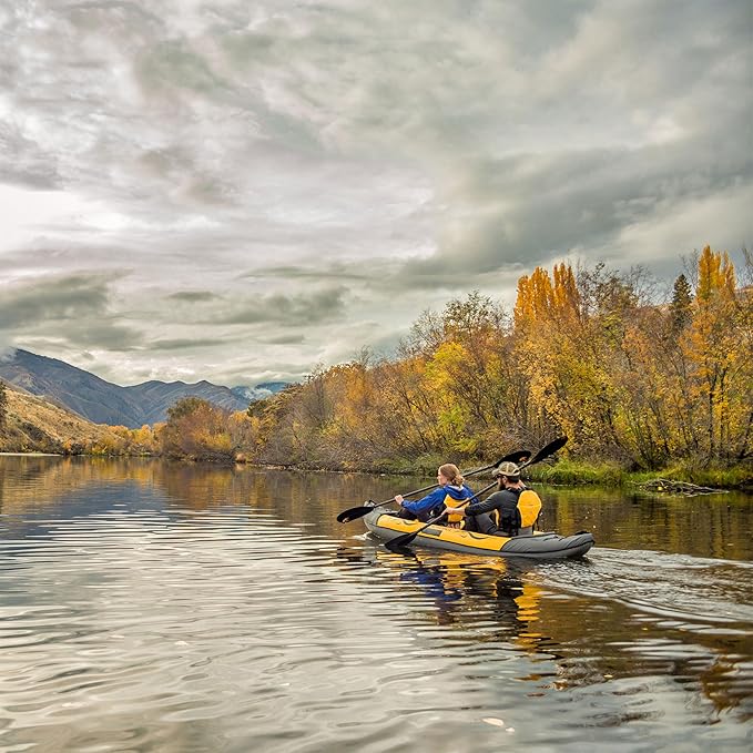 Advanced Elements - Island Voyage 2 Inflatable Kayak - Recreational Convertible Kayak - for 1 or 2 Person - 11 ft - Yellow