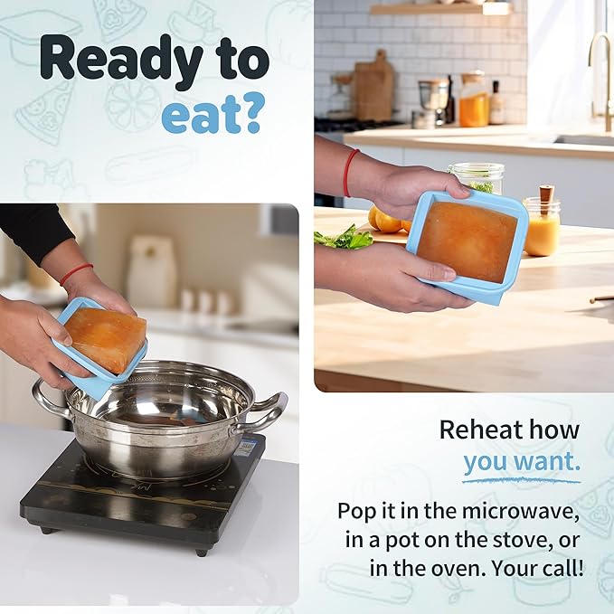 2-Cup Silicone Freezer Trays with Lids – Perfect for Meal Prep, Portion Control, and Easy Freezing-Meal Prep Container Molds for Soup,Leftovers (Aqua, 4 Pack)