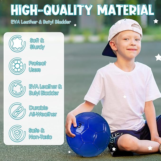 HyDren 6 Pcs Soccer Ball with Pump Colorful Official Soccer Ball for Kids Youth Adult Indoor Outdoor Soft Sport Gift for Training Practice Game