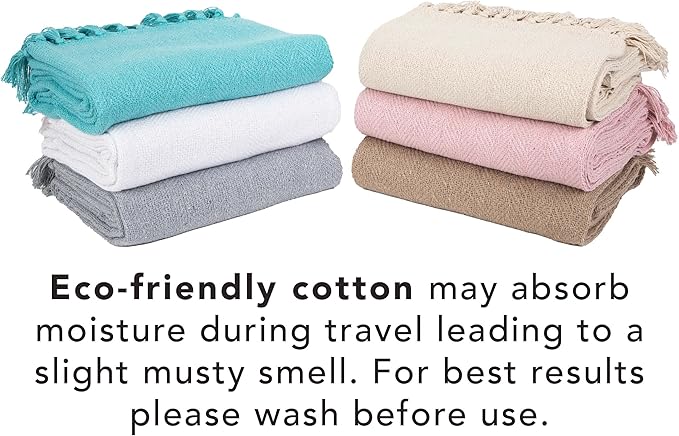 Arkwright Common Ground Bulk Blankets - Pack of 12 - Reversible 100% Cotton All Season Lightweight Couch Bed Throws for Wedding Guests, Travel, and Outdoor Events, 50 x 70 in, Coffee