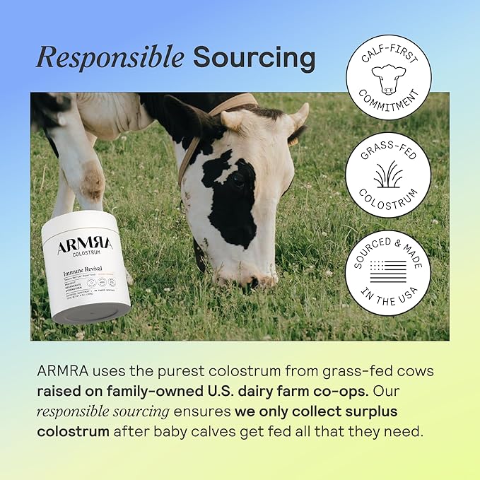 ARMRA Colostrum™ Powder | Unflavored | Gut Health & Bloating | Skin & Hair | Immunity | Keto, Gluten & Fat-Free | 60 Servings
