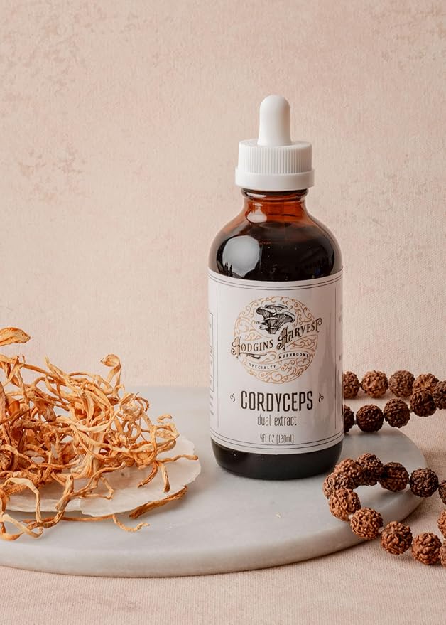 Hodgins Harvest Organic Cordyceps Tincture | Made with Mushrooms Grown On Our Farm in The USA | Dual Extract | Extra-Concentrated (2 fl oz)