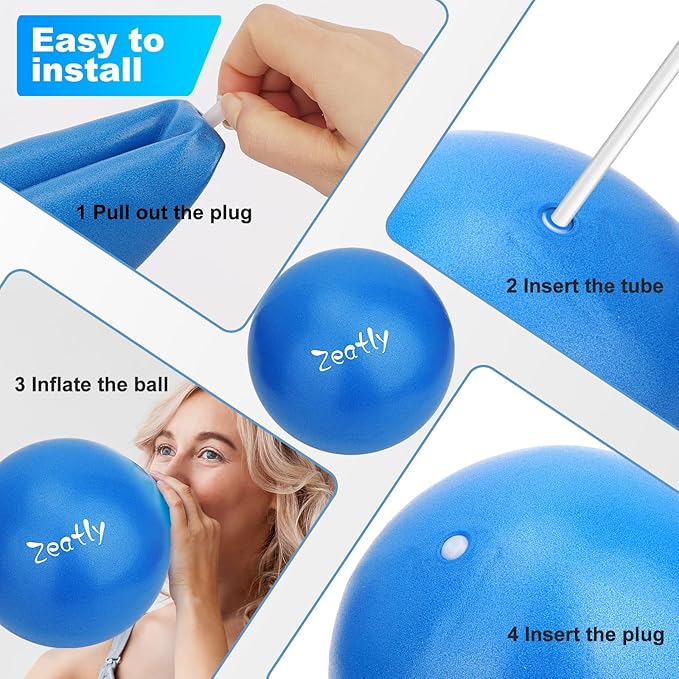 9 Inch Mini Exercise Ball for Pilates, Yoga, and Core Training, Small Exercise Ball with Pump, Guide for Physical Therapy, Balance, Stability, and Stretching, Ideal for Home land Office Fitness