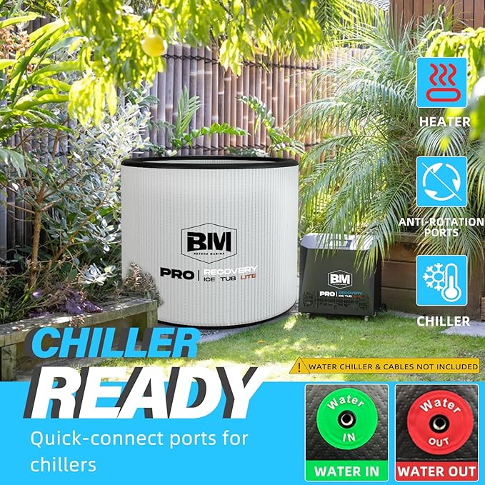 Inflatable Ice Bath Tub for Athletes, Cold Plunge Recovery Tub with Insulated Lid, EVA Groundsheet, Backpack, 115 Gallon Capacity, 37.4" x 37.4" x 29.53", Portable Durable Design