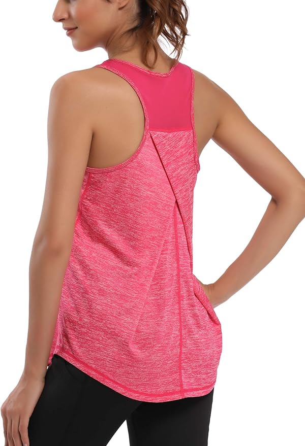 Aeuui Womens Workout Tops for Women Racerback Tank Tops Mesh Yoga Shirts Athletic Running Tank Tops Sleeveless Gym Clothes