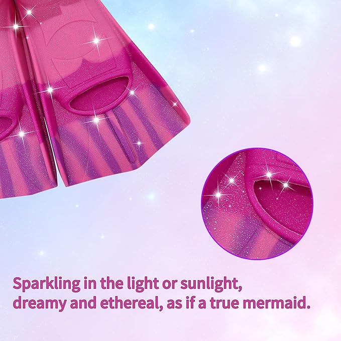 Kids Swim Fins,Short Kids Fins Youth Swimming Flippers for Lap Swimming Training for Children Girls Boys Beginners