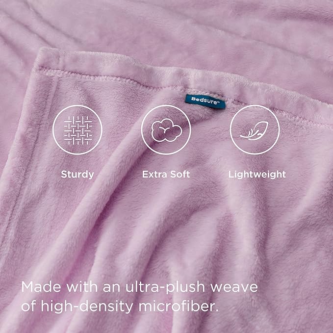 Bedsure Bedding Fleece Blanket for Girls and Boys - Soft Cozy Cute Small Throw Blankets for Travel, 43x55 Inches, Lilac