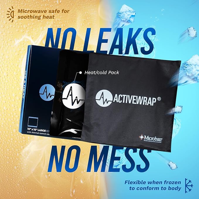 ActiveWrap Back Heat Ice Wrap with Reusable Gel Pack and Support. for Sciatica, Lumbar Strains, Stiffness & Low Back Pain Relief. Portable Heat Compress for Spine Recovery. Hot and Cold Therapy