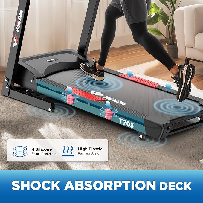 4.0HP Treadmill with 15% (8.5°) Auto Incline, 300LBS Capacity, 10 MPH Speed, 50''x18'' Wide Belt, APP, Bluetooth, Folding Treadmills for Home with 64 Programs, Pulse Monitor, BMI Calculation