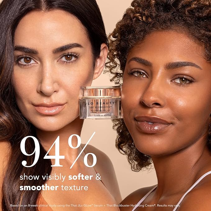 JLO Beauty That Blockbuster Face Moisturizer, Hydrating Hyaluronic Acid Face Cream with Peptides, Plumps, Nourishes, Hydrates, Skin Care to Help Visibly Smooth & Supports Fine Lines & Wrinkles, 1.7 Oz