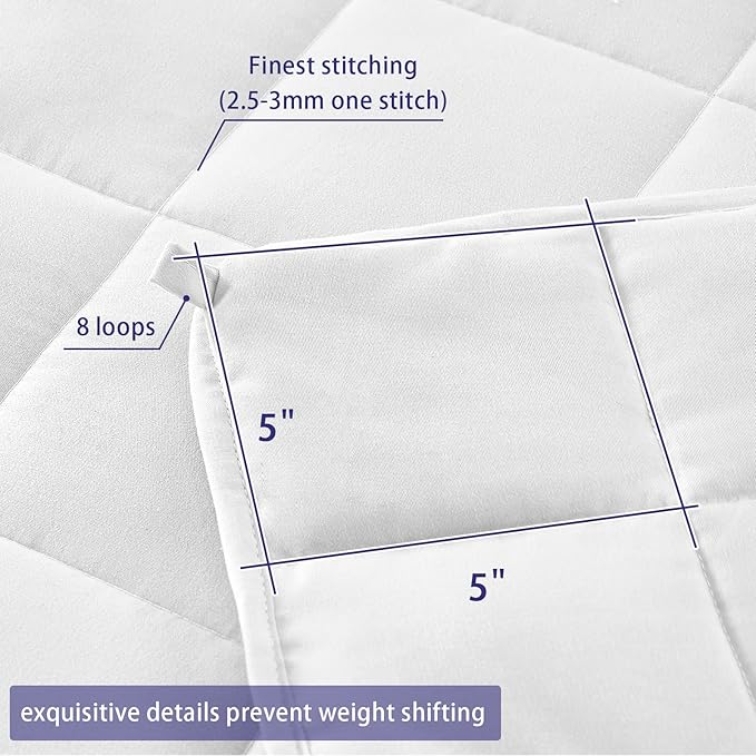 yescool Weighted Blanket for Adults (20 lbs, 60” x 80”, White) Cooling Heavy Blanket for Sleeping Perfect for 190-210 lbs, Queen Size Breathable Blanket with Premium Glass Bead, Machine Washable