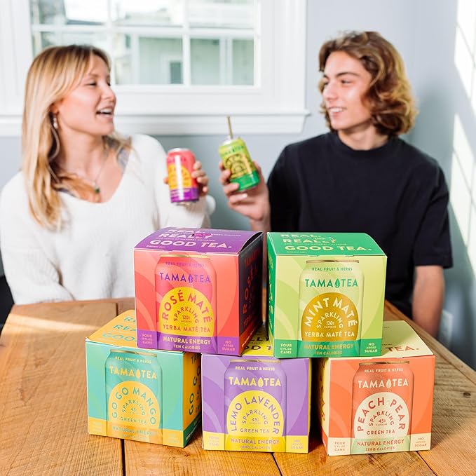 Tama Tea Sugar-Free Sparkling Green Tea, Lemo Lavender – Organic & Naturally Energizing – Zero Calories, Zero Carbs, Non-GMO – Antioxidant-Rich with 45mg Natural Caffeine – 12 oz Cans (12-Pack)