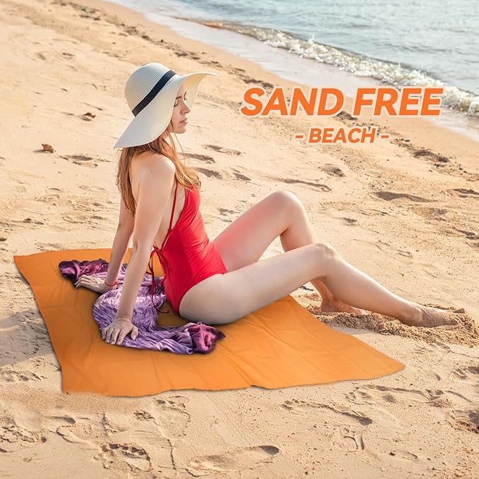 Microfiber Beach Towel-Perfect for Travel, Sports, Camping, Swimming, Yoga, Gym- Quick Dry, Sand Free, Compact, Lightweight, Absorbent (Orange, Medium(130x70cm, 51x27”))