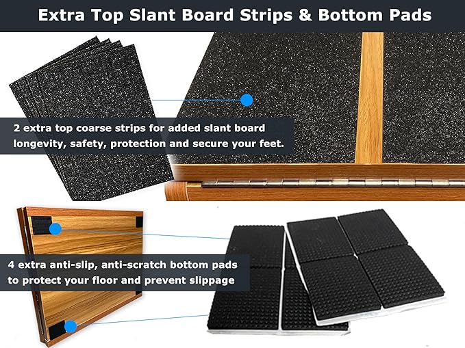 BAM's Adjustable Slant Board for Calf Stretching | Wide Slant Board for Squats & Calf Stretch | Professional Incline Board Calf Stretcher for Fitness & Physical Therapy (Plantar Fasciitis & Achilles)